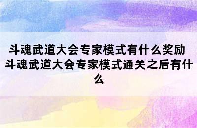 斗魂武道大会专家模式有什么奖励 斗魂武道大会专家模式通关之后有什么